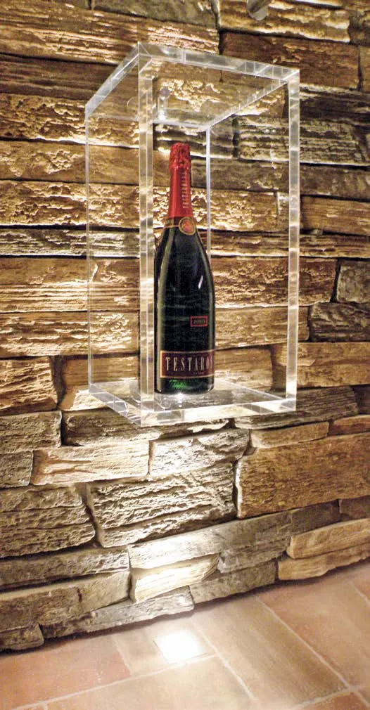 Prestige plexiglas wijnvitrine – Vitrine voor één fles, met klikdeksel