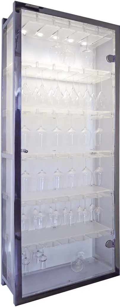 Seipertre plexiglas glazenrek – Glazenkast voor 108 glazen met LED-verlichting