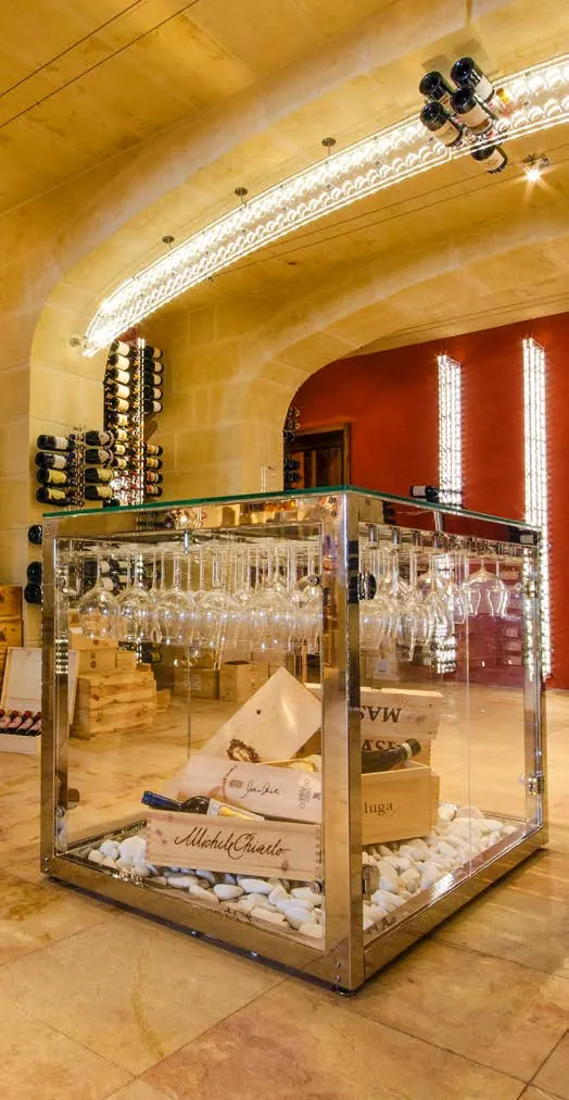 Shot wijntafel met plexiglas – Proeftafel met glazenrek voor 49 glazen