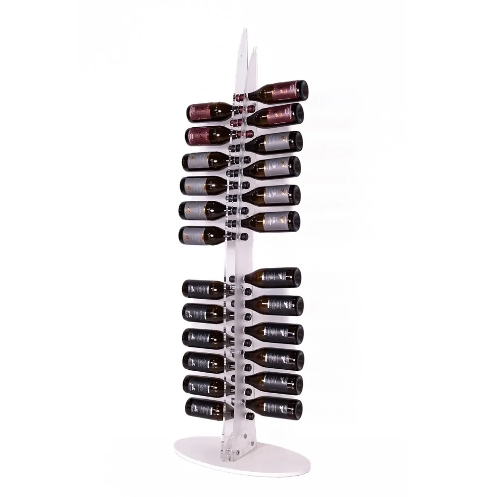 Skyline vrijstaand plexiglas wijnrek – Vrijstaand display voor 24 flessen