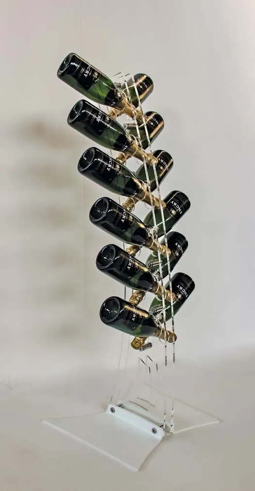 Sparkling Harp vrijstaand plexiglas wijnrek – Vrijstaand display voor 12 flessen mousserende wijn