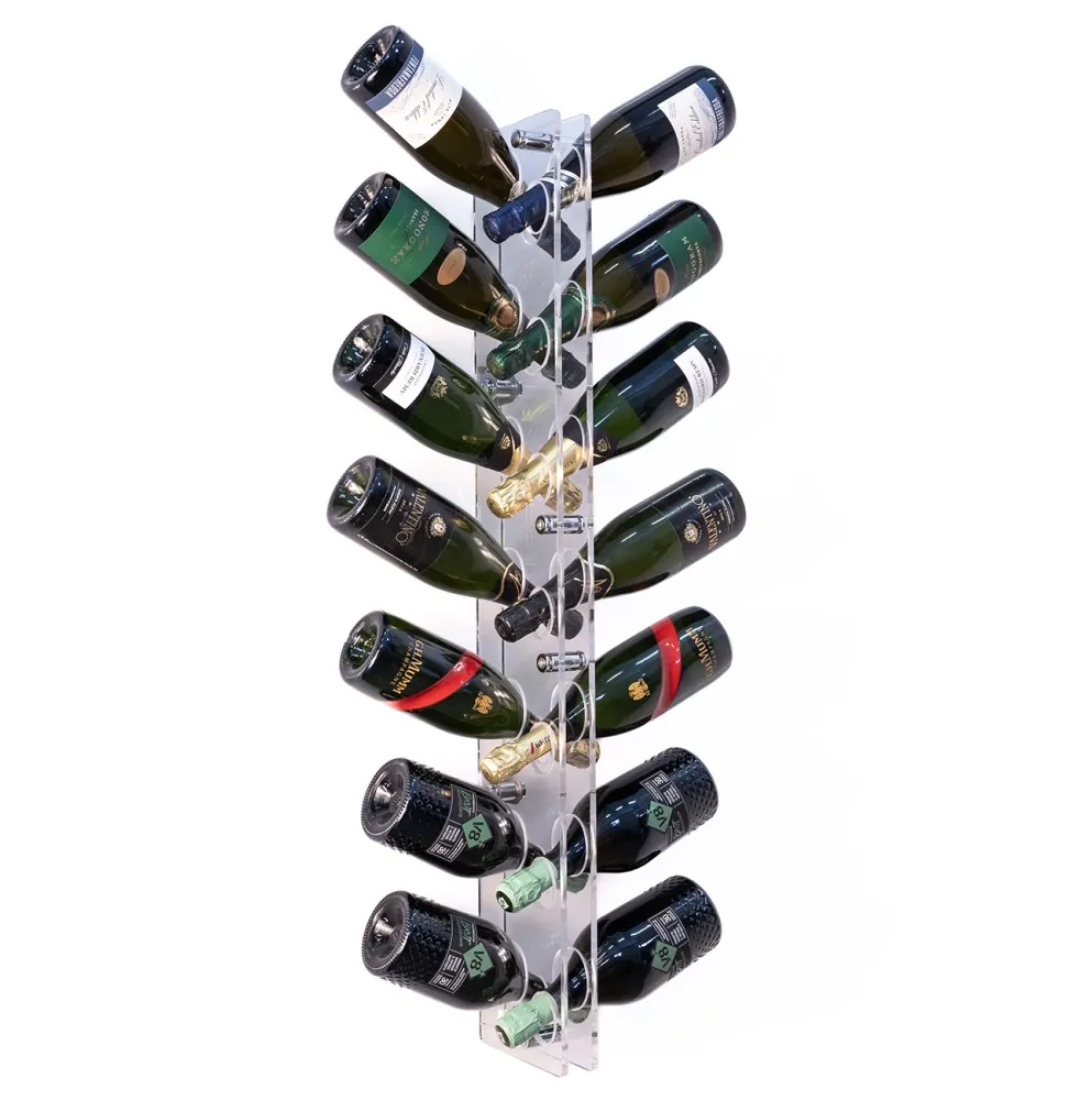 Sparkling100 plexiglas champagnerek – Wanddisplay voor 14 flessen mousserende wijn