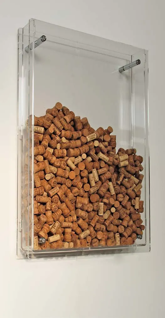 Teca Sahara plexiglas wijnvitrine – Wandvitrine van transparant plexiglas, bijvoorbeeld voor kurken
