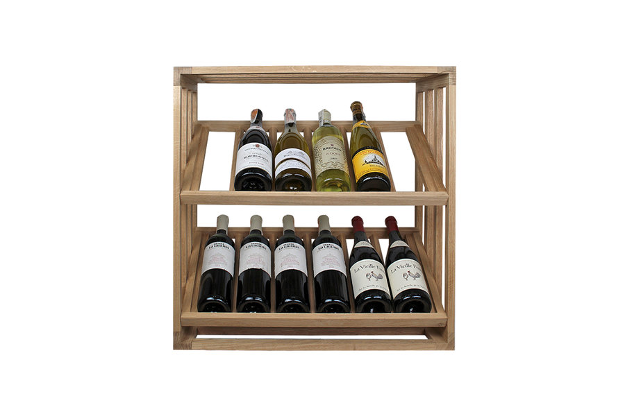 stapelbaar Eikenhouten wijnrek met schuine leggers