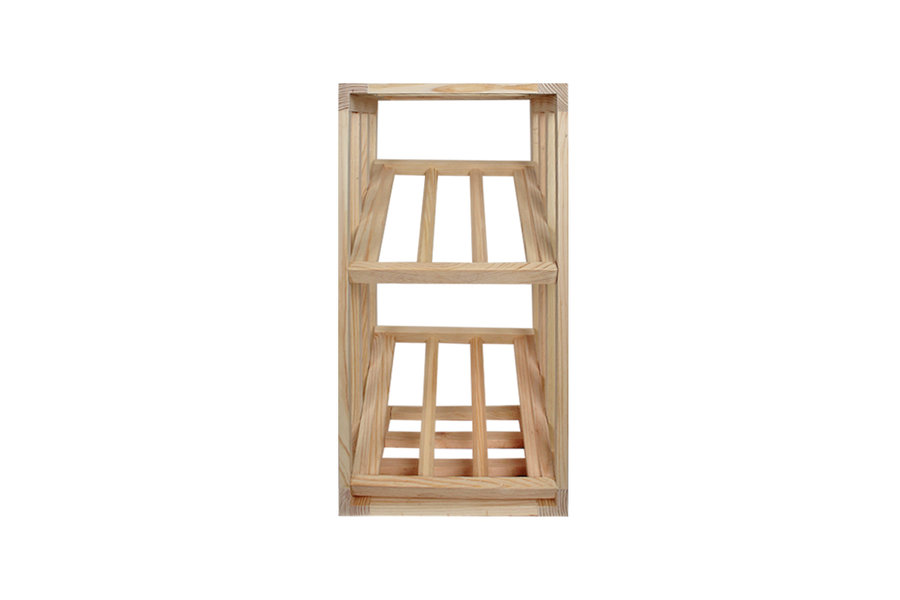 Grenenhouten wijnrek met schuine leggers