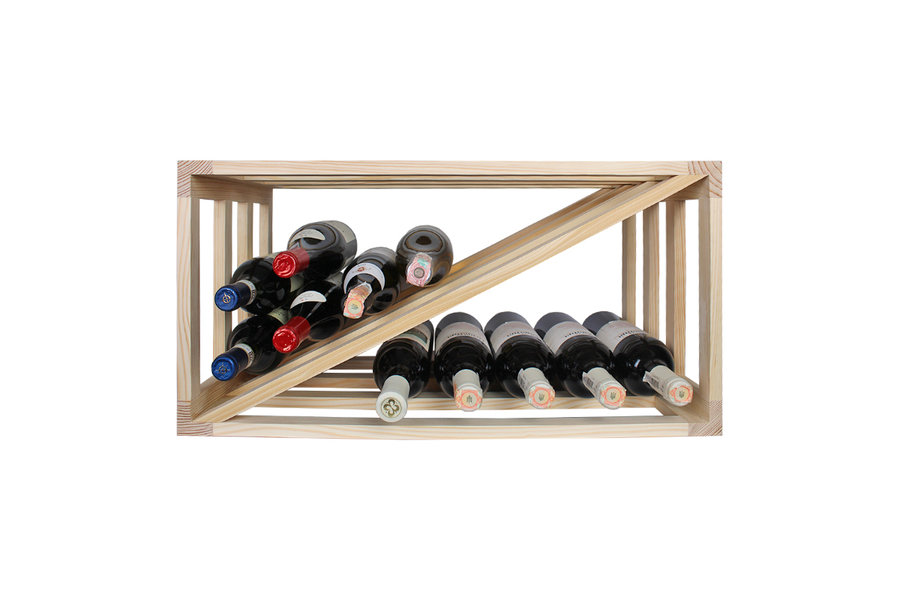 grenenhouten wijnrek met diagonaal, stapelbaar