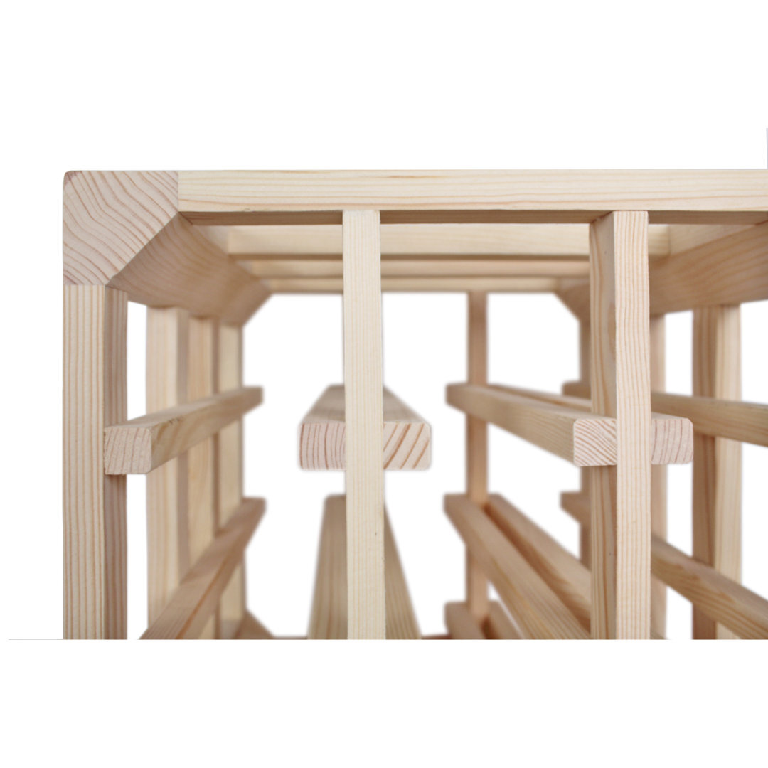 grenenhouten wijnrek met vakken, stapelbaar