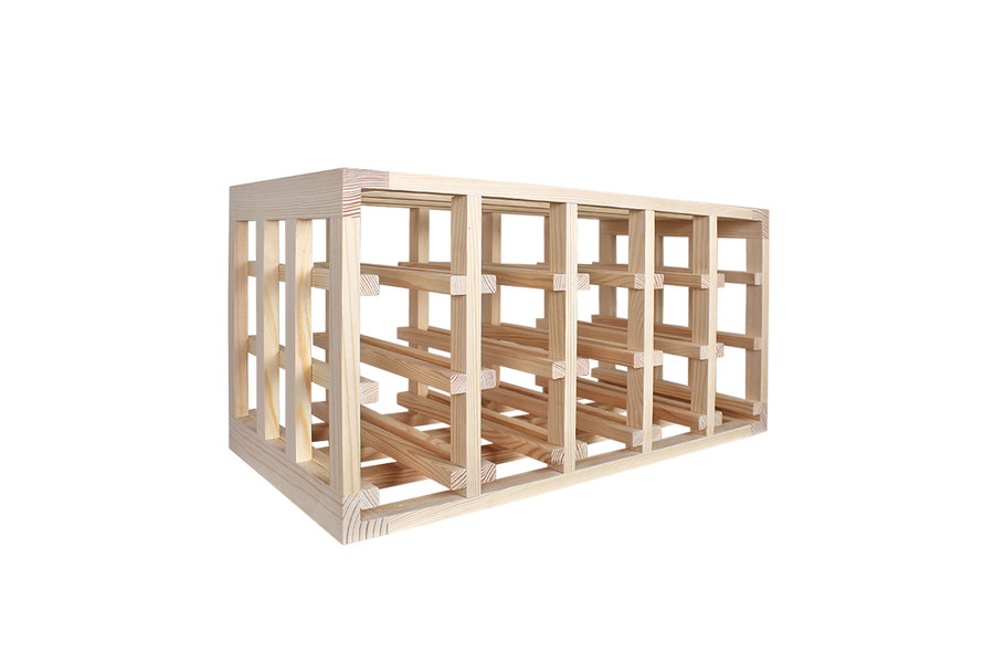 grenenhouten wijnrek staplebaar met vakken