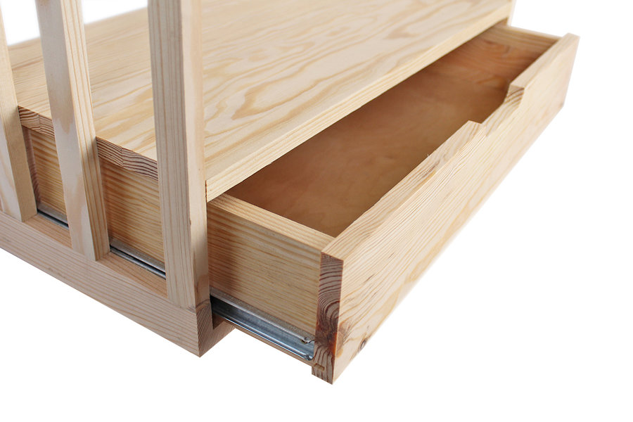 grenen houten wijnrekmodule met lade