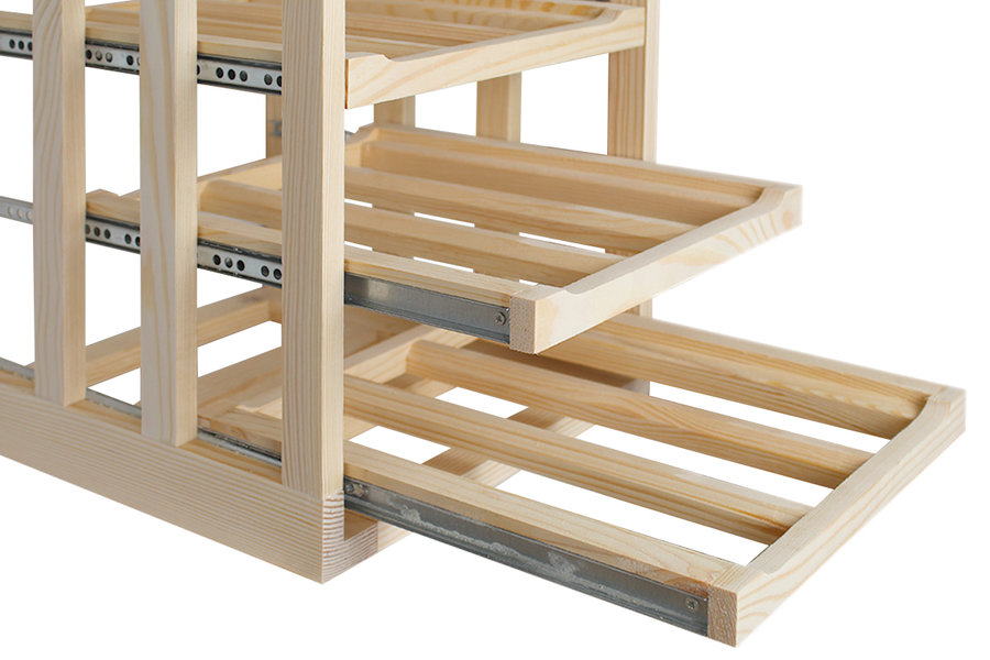 grenenhouten wijnrek met uitschuifbare leggers