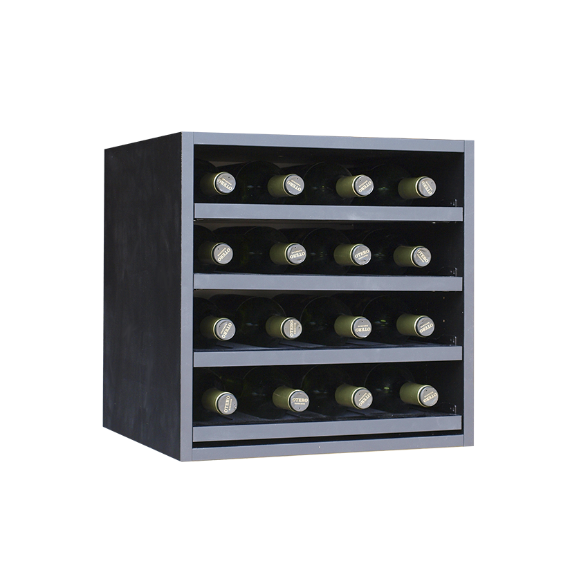 zwart wijnrek met uitschuifbare leggers