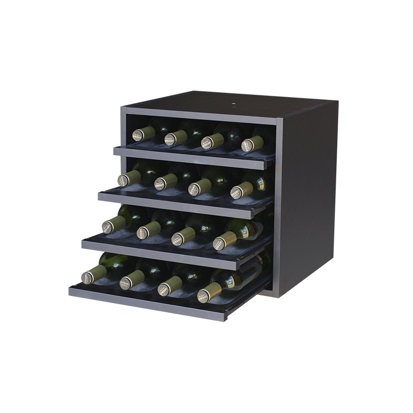 zwart wijnrek met uitschuifbare leggers