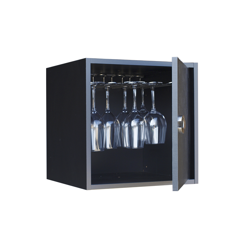 zwart wijnrek, wijnrek zwart voor glazen