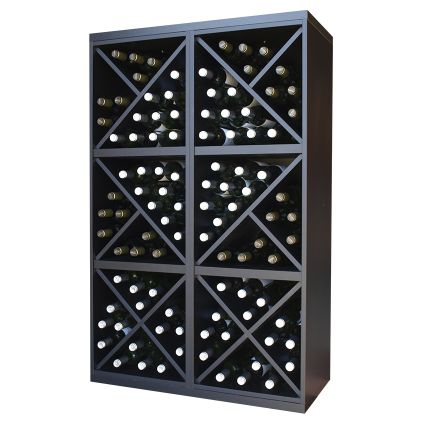 Staand zwart wijnrek met kruizen