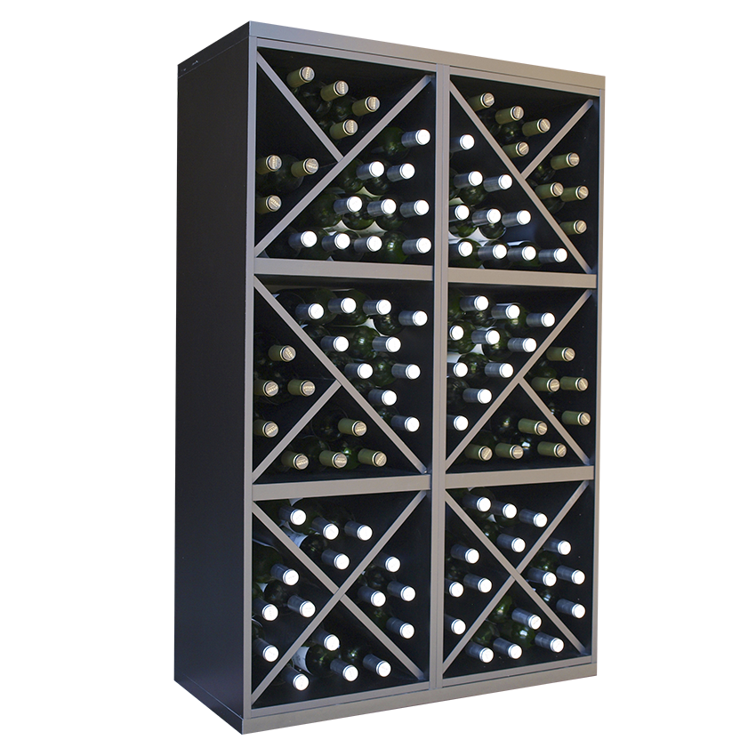 Staand zwart wijnrek met kruizen