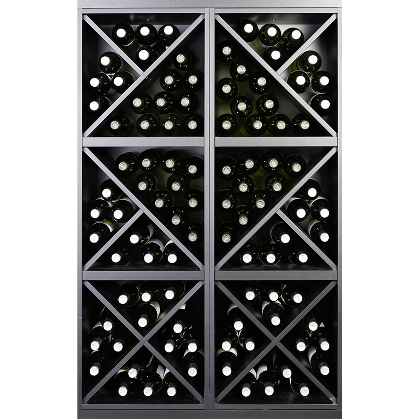 Staand zwart wijnrek met kruizen