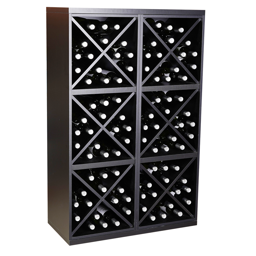 Staand zwart wijnrek met Kruizen