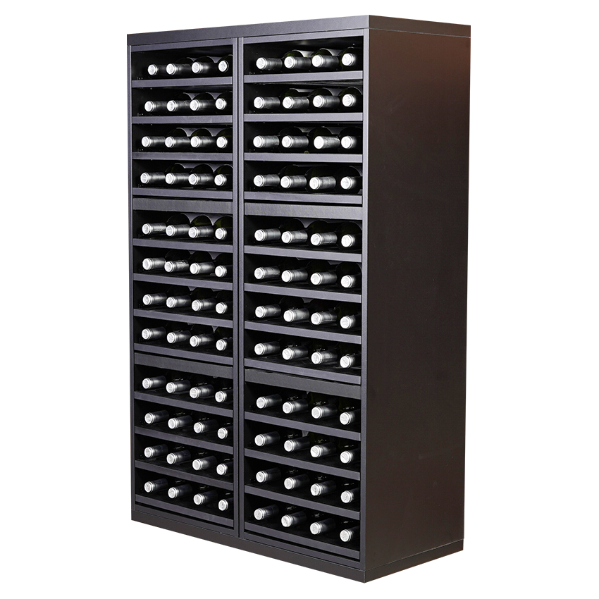 Staand zwart wijnrek met uitschuifbare leggers