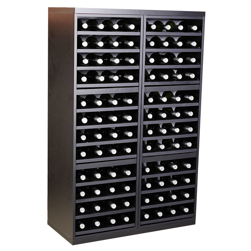 Staand zwart wijnrek met uitschuifbare leggers