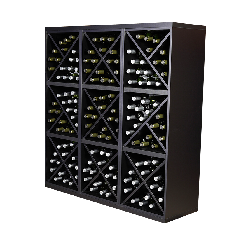 Staand zwart wijnrek met Kruizen