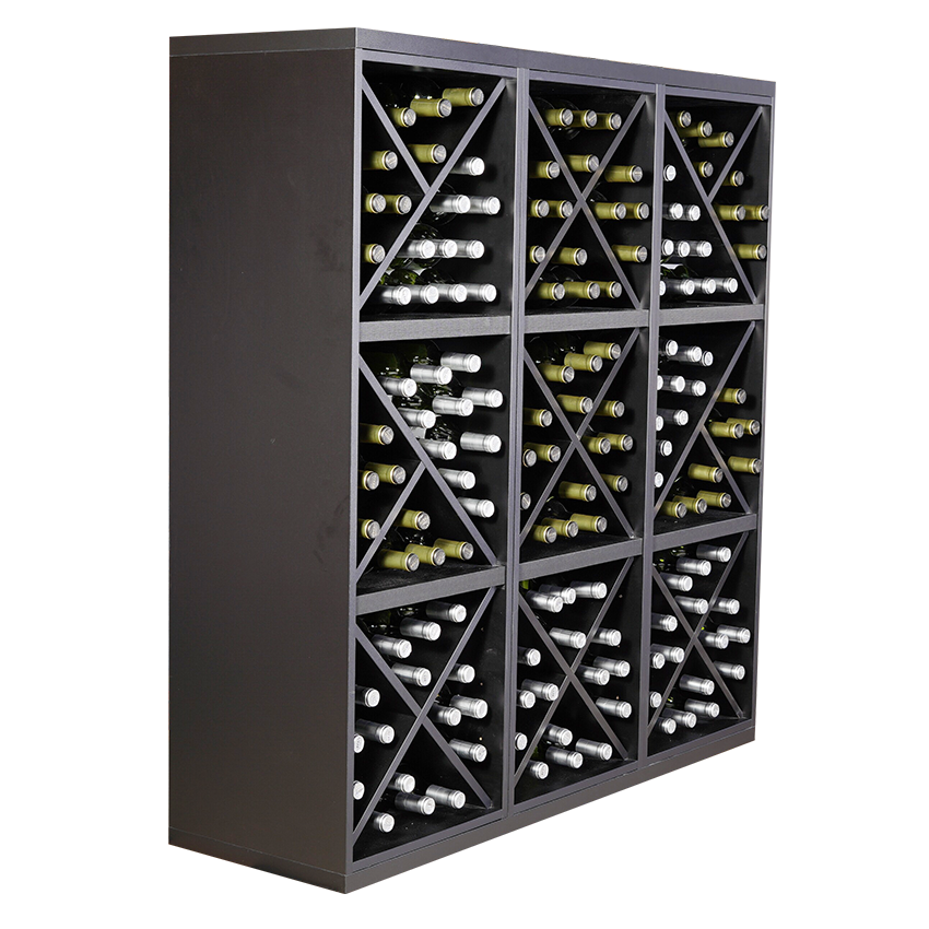 Staand zwart wijnrek met Kruizen