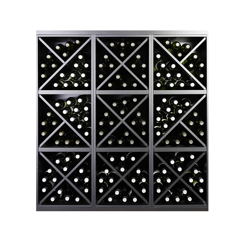 Staand zwart wijnrek met Kruizen