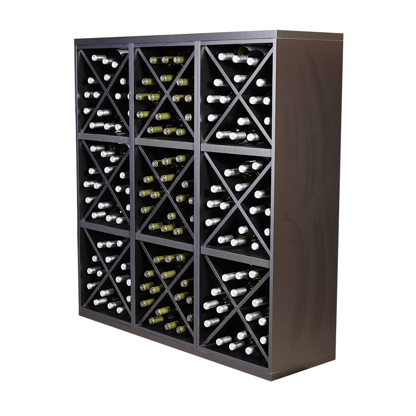 Staand zwart wijnrek met Kruizen