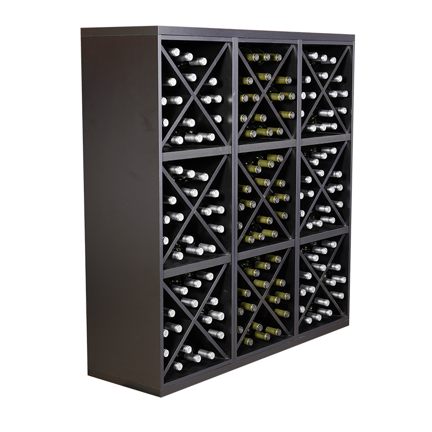 Staand zwart wijnrek met Kruizen