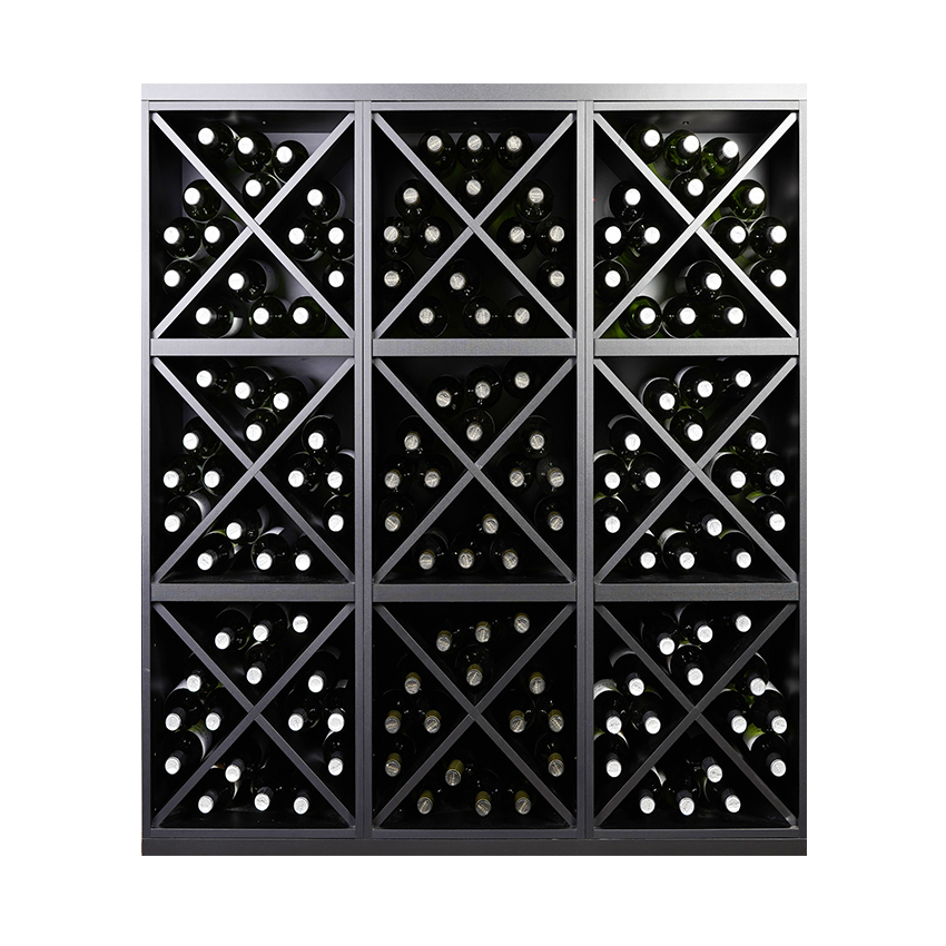 Staand zwart wijnrek met Kruizen