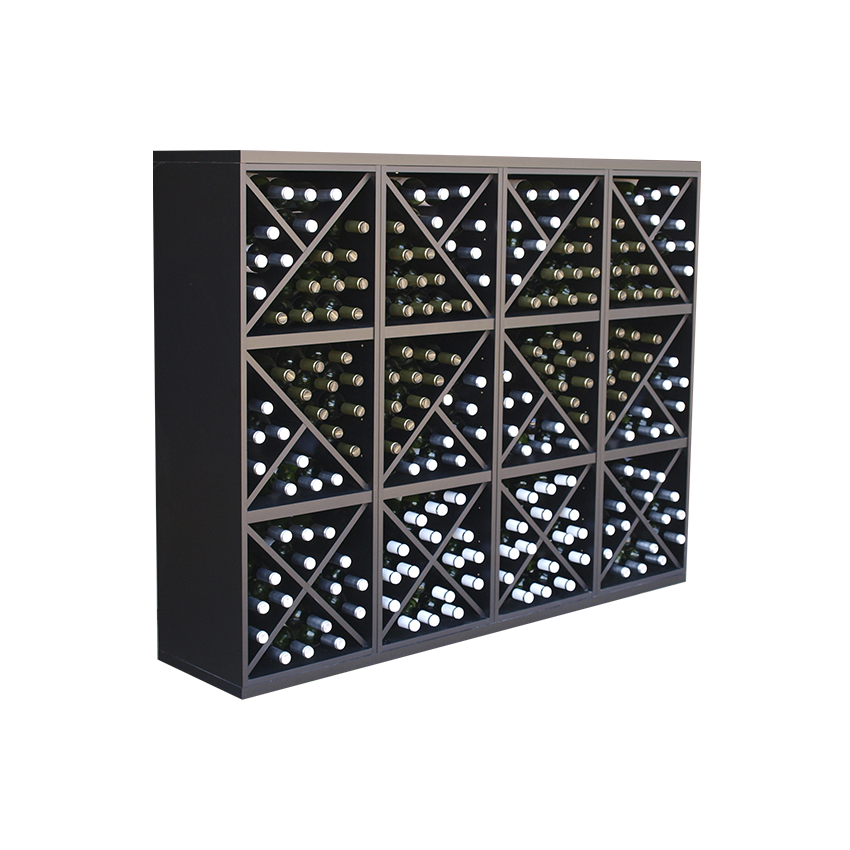 Staand zwart wijnrek met Kruizen