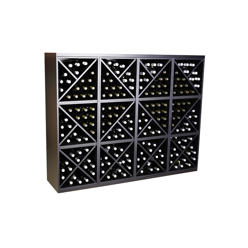 Staand zwart wijnrek met Kruizen