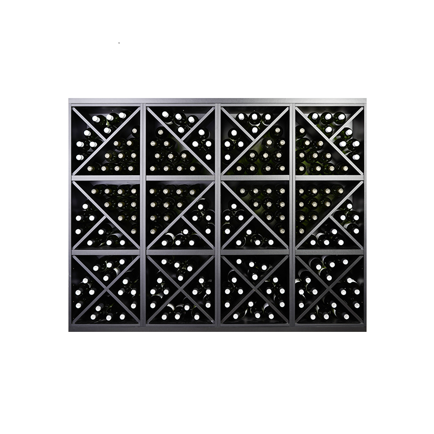 Staand zwart wijnrek met Kruizen