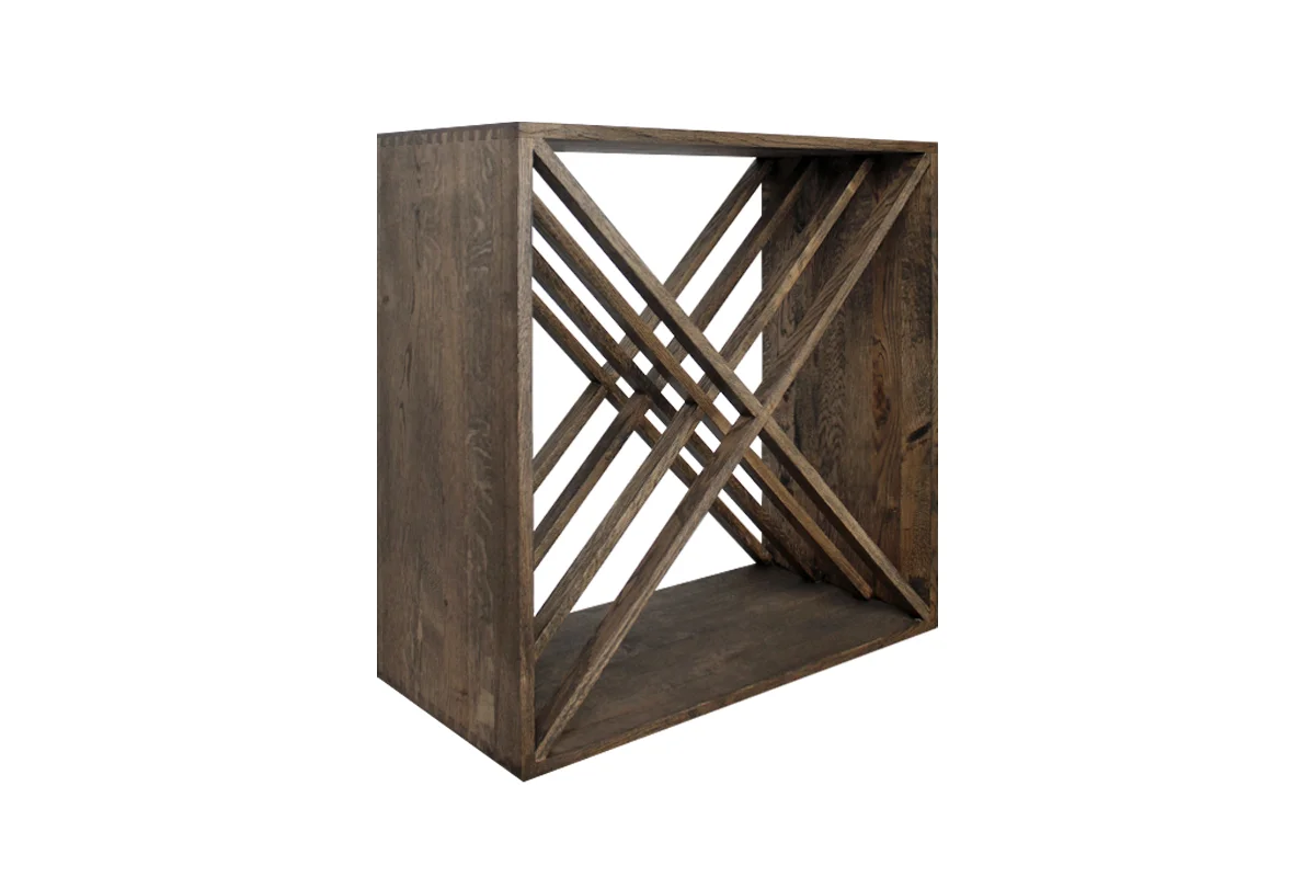 Donker eikenhouten wijnrek met kruis