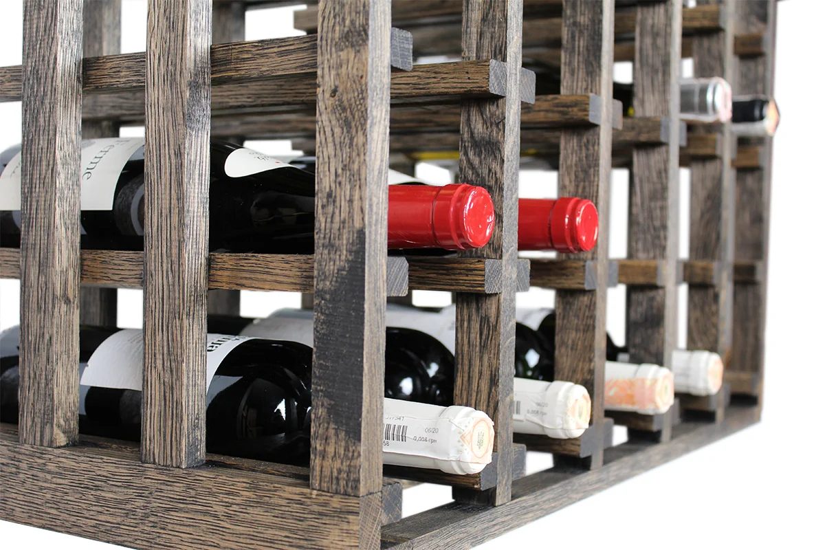 Donker eikenhouten wijnrek met Vakken voor 30 flessen