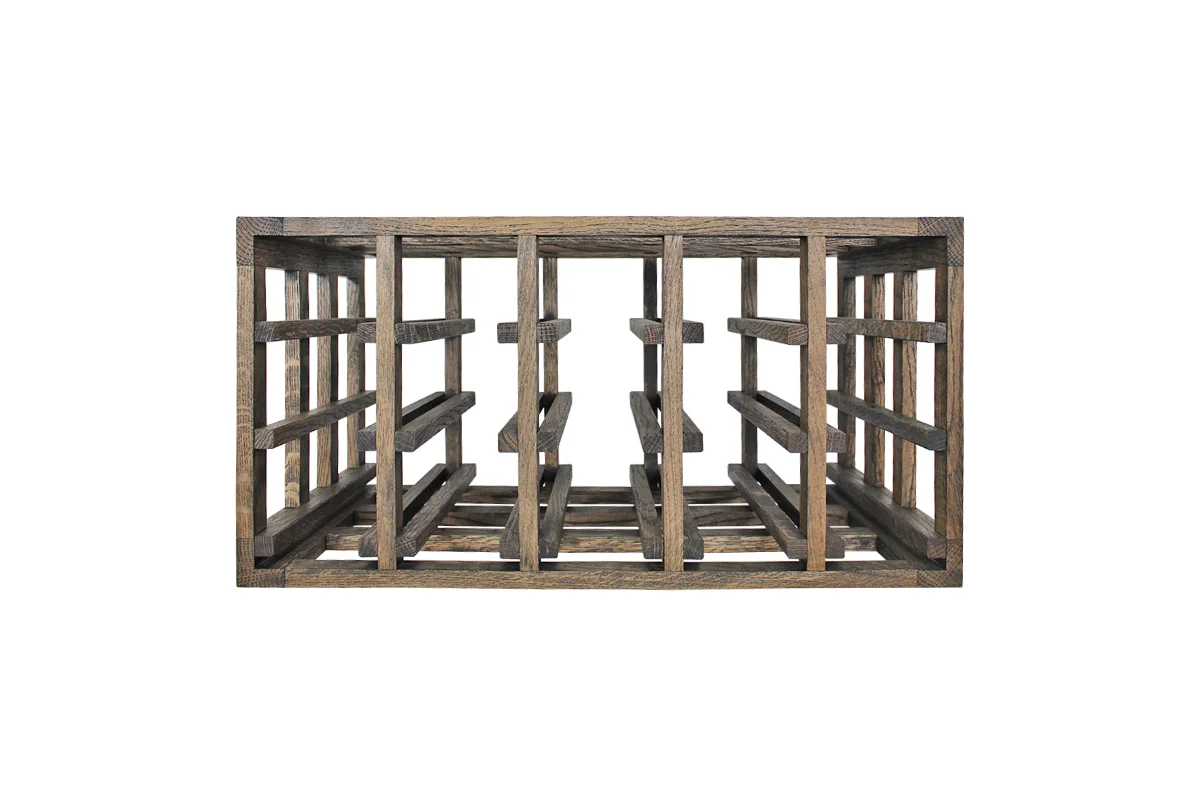 Donker eikenhouten wijnrek met vakken voor 15 flessen