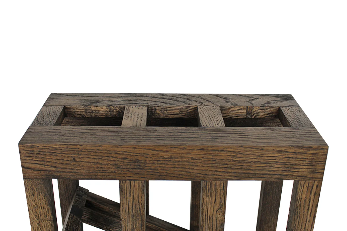 Donker eikenhouten wijnrek met 1 schuine legger