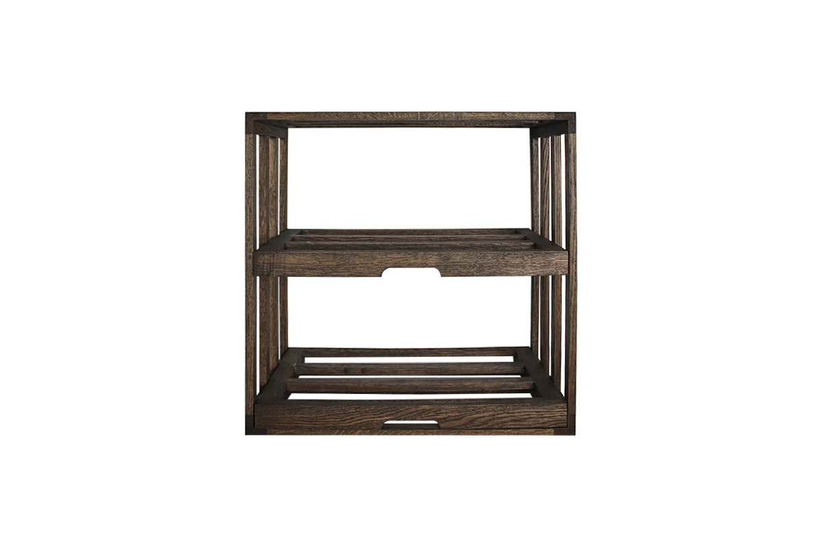 Wijnkistenrek gemaakt van donker eikenhout