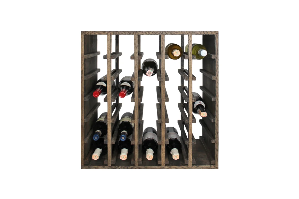 Donker eikenhouten wijnrek met Vakken voor 30 flessen