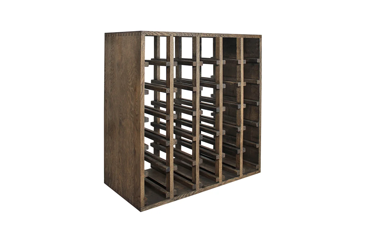 Donker eikenhouten wijnrek met Vakken voor 30 flessen