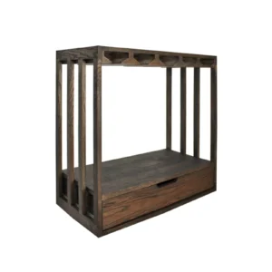 donker eikenhouten wijnrek module met wijnglazen hangers