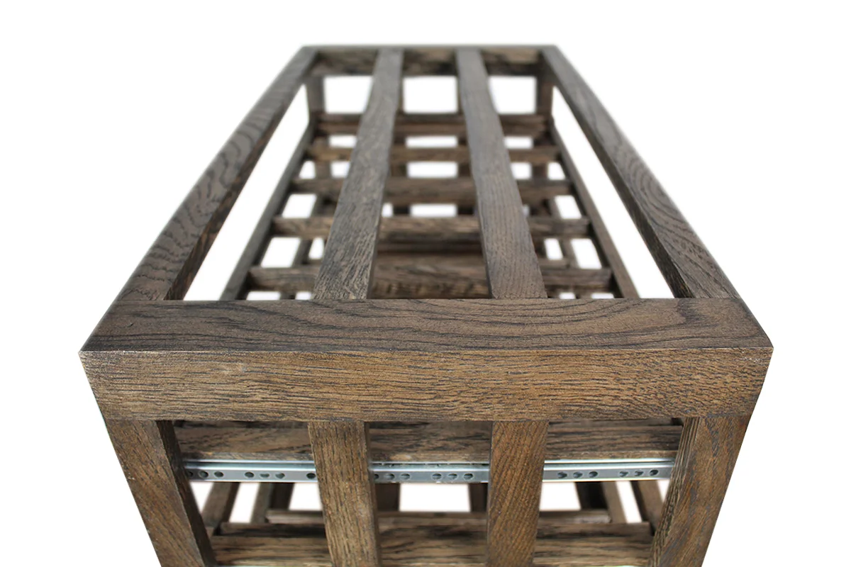 Donker eikenhouten wijnrek met uitschuifbare leggers